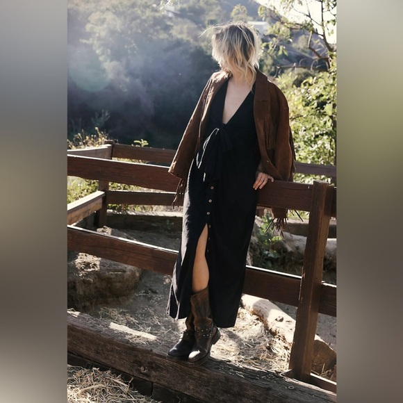 Free People Vintage Summer Midi Dress in Black XS - Picture 2 of 4